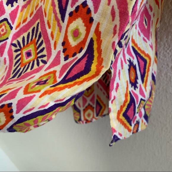 Chico's No Iron 100% Linen Geometric Top Chico's 2 - Large - Picture 10 of 12